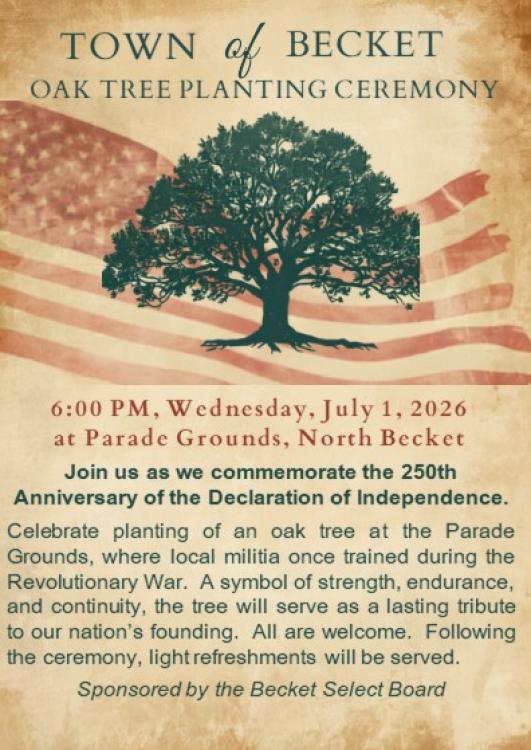 Flyer -Oak Tree Planting Ceremony - Light Refreshments will be served